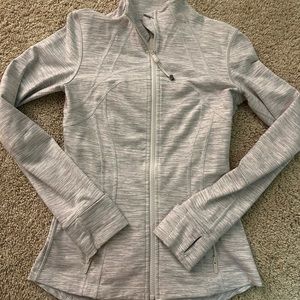Worn once- Grey and white stripped Lululemon zip up